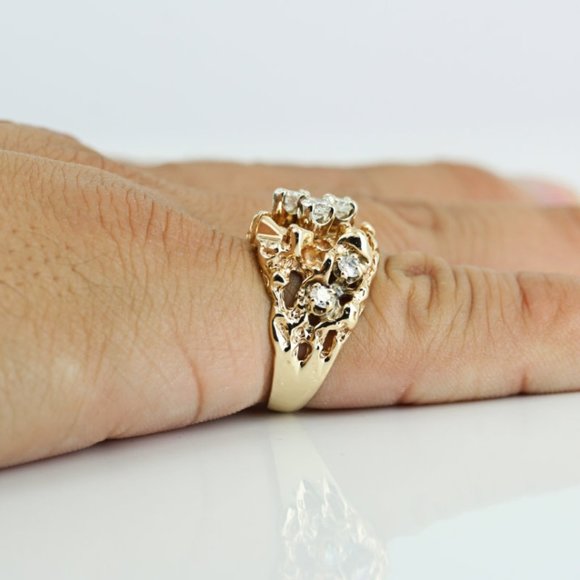 Vintage 14k Rose Gold Diamond Nugget Cocktail Ring by Magic Glo - Picture 8 of 9